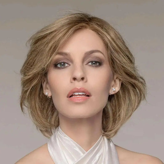 Ellen Wille Brilliance Plus Layered Blonde Bob mit Federwellen - Perücken Kunsthaarperücken blonde für Eleganz