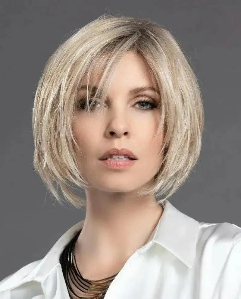 Ellen Wille Mood Deluxe Platinum Blonde Layered Bob with Bangs - Perücken Kunsthaarperücken Platinblonde mit Pony