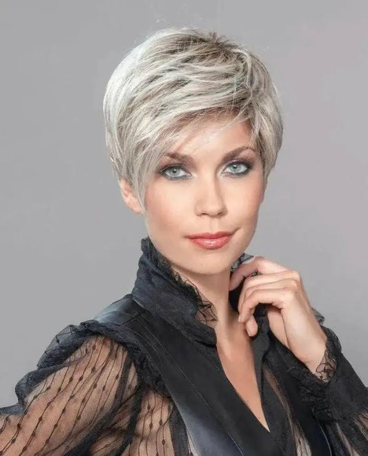 Stylische platinblonde Pixie mit Fransen - Ellen Wille Link Perücke - Perücken Kunsthaarperücken Platinblonde